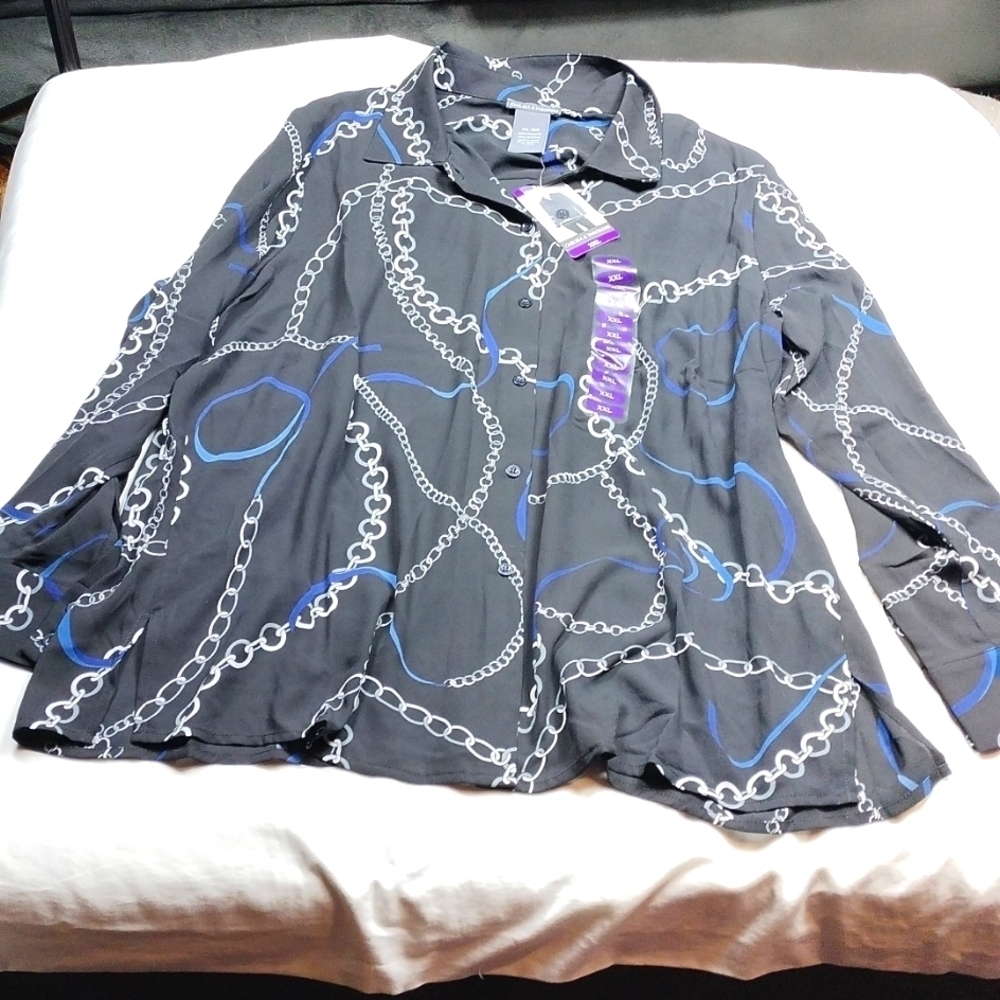 NWT Chelsea & Theodore women's long sleeved button down blouse size 2X